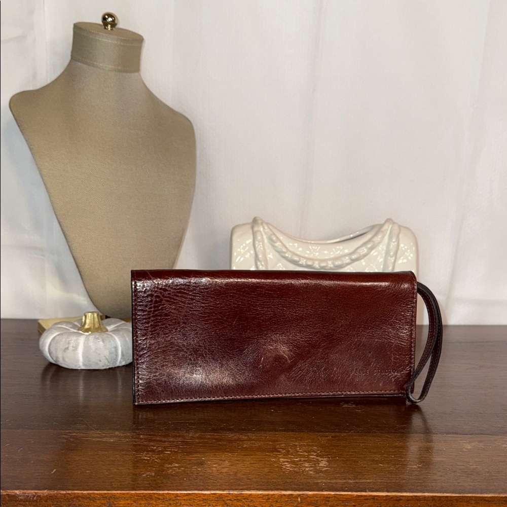 Pelle Studio Rich Brown Leather Wristlet